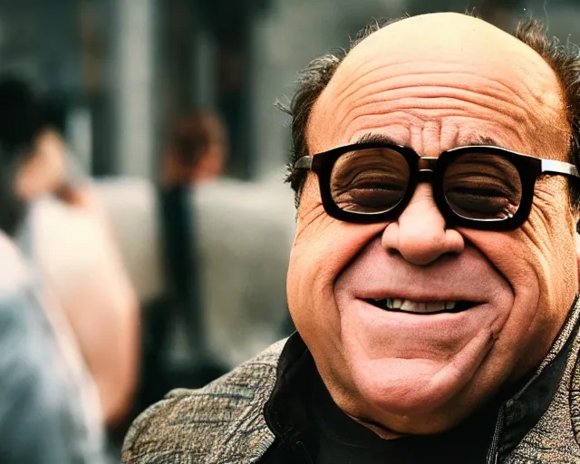 Image similar to danny devito as thanos, cinematic, anamorphic, dramatic, 4 0 mm f / 2. 8