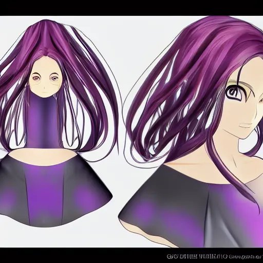 Image similar to anime girl with tourmaline hair, in the style of zaha hadid