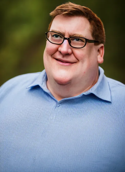 Image similar to portrait photo still of real life peter griffin, 8 k, 8 5 mm, f. 1 4