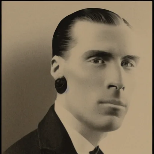 Prompt: A photograph portrait of Jerma985 with slicked back hair in the early 1900s, taken in the early 1900s, grainy, taken on a early 1900s Kodak Camera, realistic, hyperrealistic, very realistic, highly detailed, very detailed, extremely detailed, detailed, digital art, trending on artstation