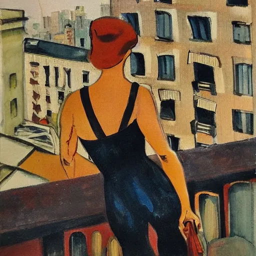 Image similar to woman, city, looking down, street top view, by olivia berardinis, enoch bolles,