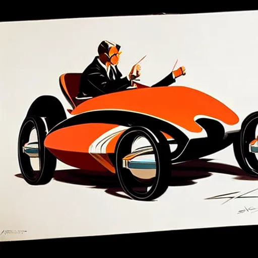 Image similar to concept art for a car with attached sidecar, painted by syd mead, high quality