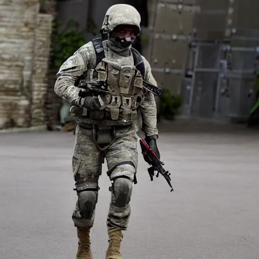 Image similar to special forces soldier, with exoskeleton armor