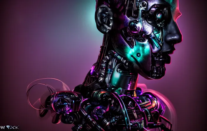 Prompt: dark mythology android cyborg, psycho stupid fuck it insane, looks like cyborg but cant seem to confirm, cinematic lighting, psychedelic photoluminescence experience, various refining methods, micro macro autofocus, ultra definition, award winning photo, to hell with you, devianart craze, photograph taken by michael komarck