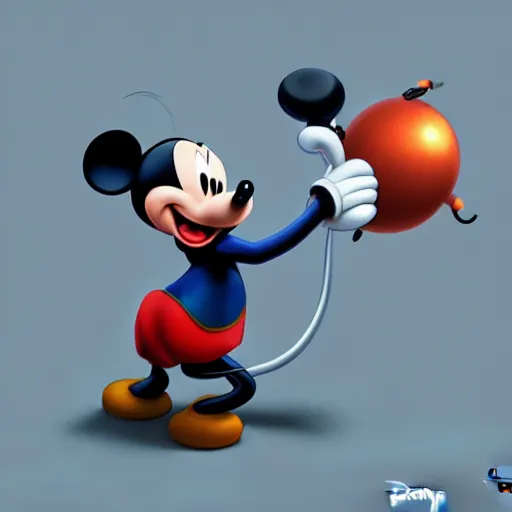 Image similar to mickey mouse fights remy from ratatouille, disney, award - winning, artstation, bright lighting,