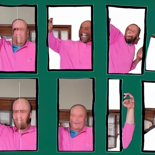 Image similar to a sequence of frames of a man waving his arm from left to right, separated into equally sized frames from a flip book