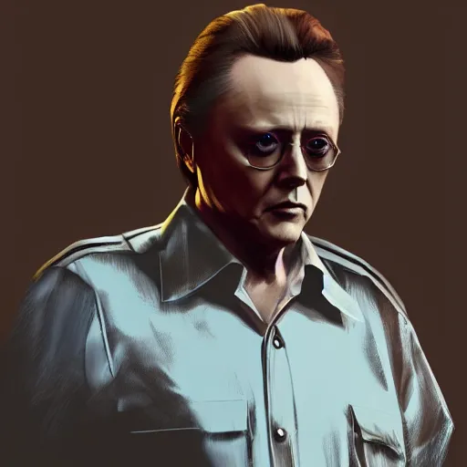 Image similar to Christopher Walken in GTA V, cover art by Stephen Bliss, artstation