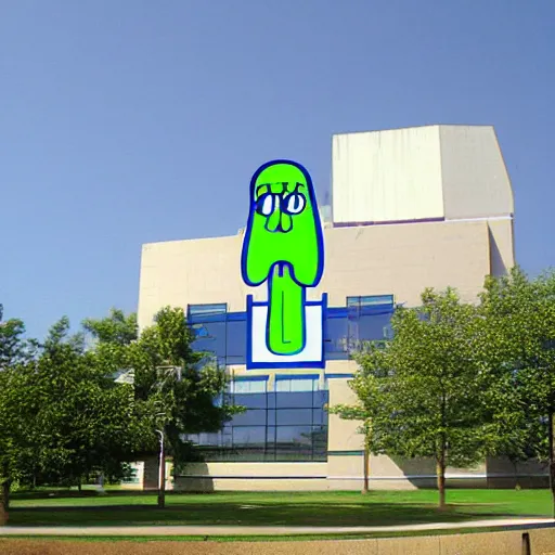 Image similar to squidward college, buildings, college campus and building, squidward logo in college, high detail