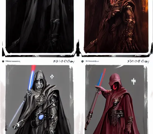 Image similar to ! dream ww 1 sith sorcerer, hooded cloaked sith lord, dark side of the force, sith lore, covet death, full character concept art, highly detailed matte painting intricately beautiful, intricately detailed by dom qwek by darren bartley byjames jean