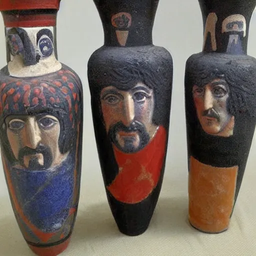 Prompt: vase work, vase art of The beatles in art style of greek art, fragmented clay firing Greek vase with an The beatles, greek art!!!!! greek art