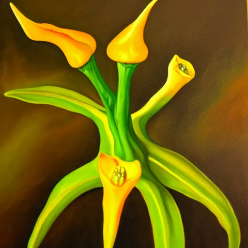 Image similar to realistic painting of a brugmansia suaveolens flower