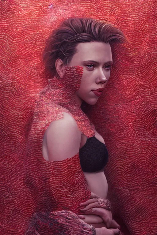 Prompt: a fancy portrait of Scarlett Johansson covered in dragon scales by Greg Rutkowski, Sung Choi, Mitchell Mohrhauser, Maciej Kuciara, Johnson Ting, Maxim Verehin, Peter Konig, final fantasy , mythical, 8k photorealistic, cinematic lighting, HD, high details, atmospheric,