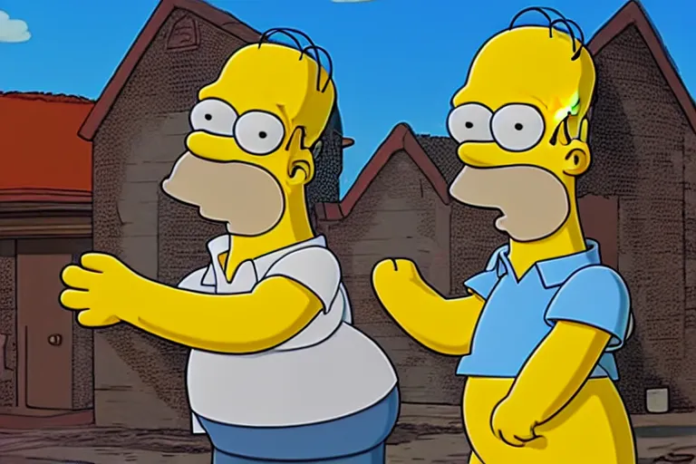 Image similar to Homer Simpson reacting to the crash of Bitcoin, CryEngine