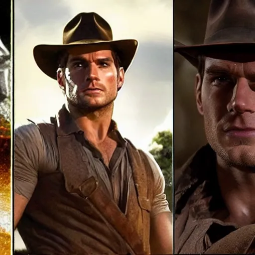 Image similar to Henry Cavill as Indiana Jones