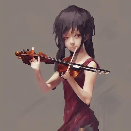Prompt: anime girl Playing the violin instrument , digital Art, Greg rutkowski, Trending cinematographic artstation