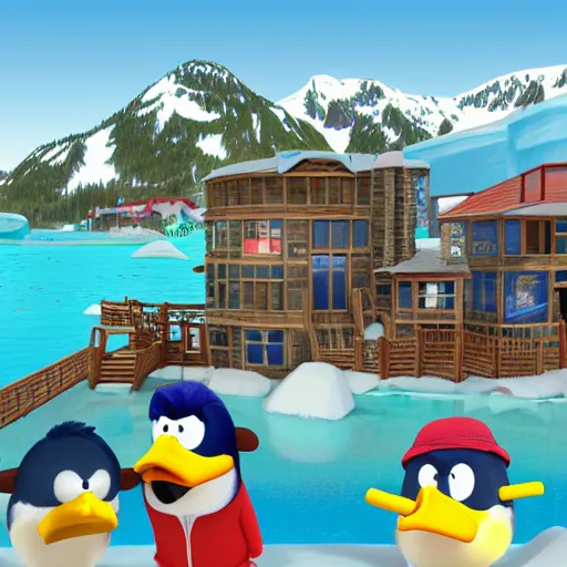 Image similar to club penguin in hyper detailed 4 k 3 d render