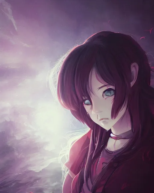 Image similar to a portrait of a teenage girl on a haunted ghost ship, full shot, very anime, digital art, great use of line work and color, captures emotion and movement, fantastic lighting and shading, flawless composition, dynamic, detailed face, smooth