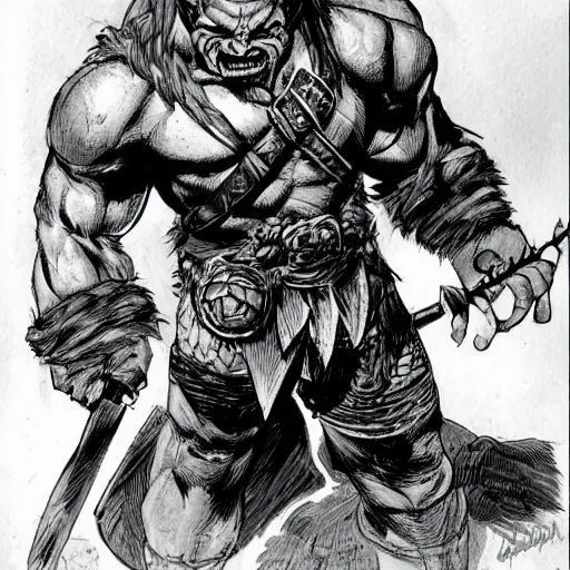 Prompt: dnd orc, by Jim Lee