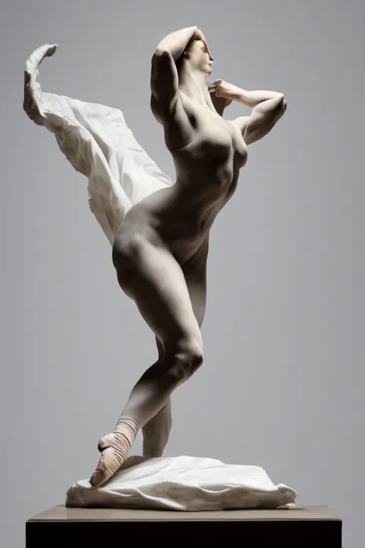 Image similar to the body entirely veiled ballet dancer sculpted on marble by Antonio Corradini