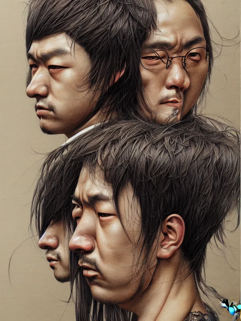 Image similar to Evangeleon character portrait drawn by Katsuhiro Otomo, photorealistic style, intricate detailed oil painting, detailed illustration, oil painting, painterly feeling, centric composition singular character