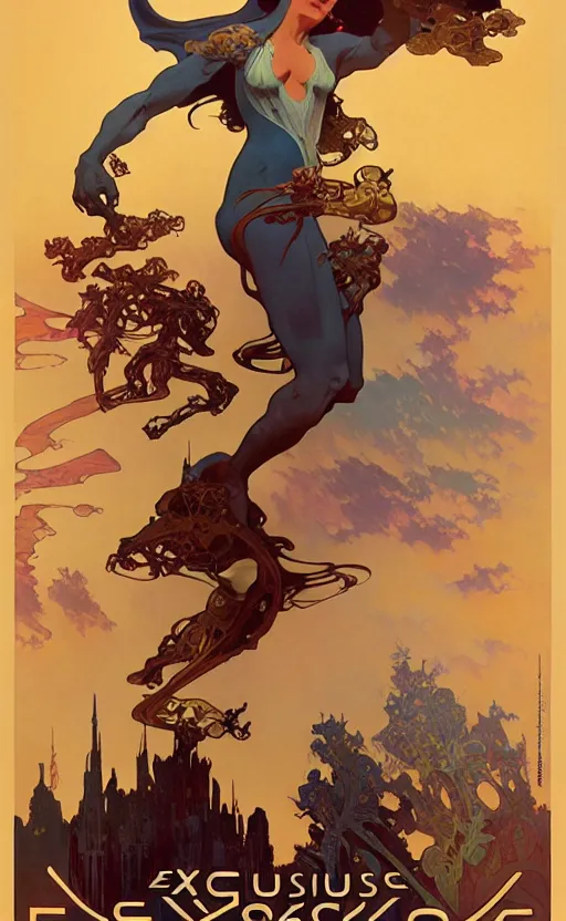 Image similar to exquisite imaginative scifi poster art, movie art, by lucusfilm, weta studio, alphonso mucha, james jean, frank frazetta, 8 k, denoised, sharp, crisp, high quality, cinematic