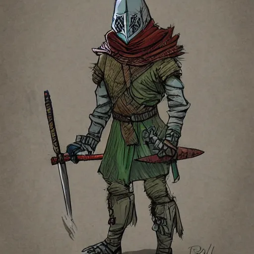 Prompt: anthro lizard warrior wearing cloak and hood, dnd illustration by enki bilal and dan mumford, character concept trending on artstation