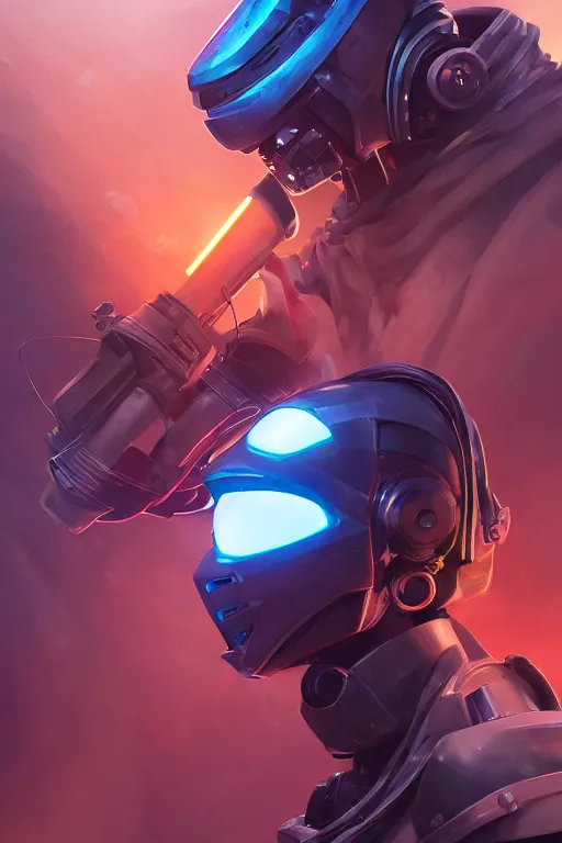 Image similar to epic mask helmet robot ninja portrait stylized as fornite style game design fanart by concept artist gervasio canda, behance hd by jesper ejsing, by rhads, makoto shinkai and lois van baarle, ilya kuvshinov, rossdraws global illumination radiating a glowing aura global illumination ray tracing hdr render in unreal engine 5