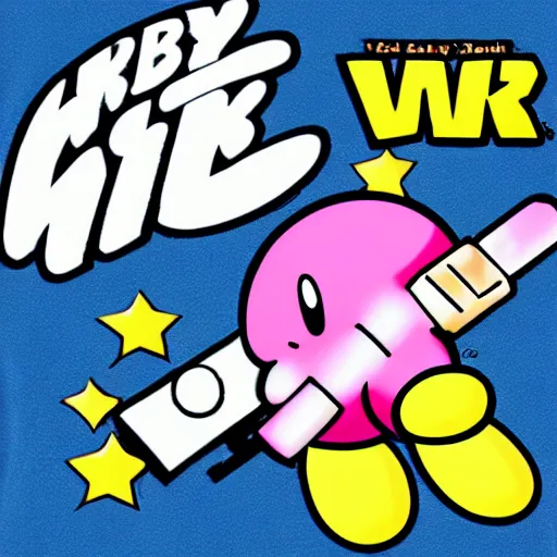 Prompt: kirby with a gun