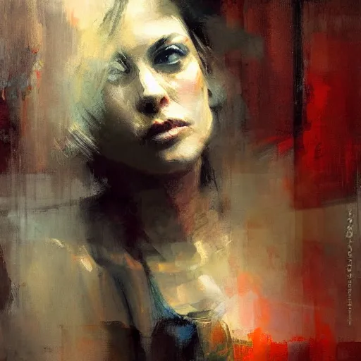 Image similar to painting of a woman, by Jeremy Mann, detailed, stylized, loose brush strokes, intricate, realistic