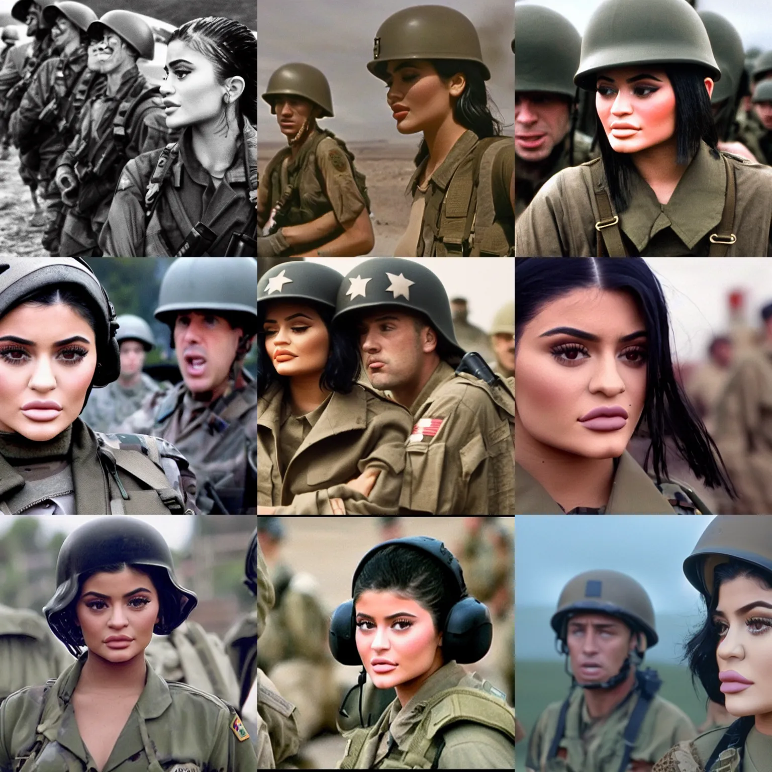 Prompt: Kylie Jenner in Saving Private Ryan film still from Saving Private Ryan