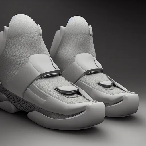Image similar to subject photo photo of futuristic balenciaga and vetements sneakers by and giger and cronenberg, ultra rendered extreme realism and detail, 8 k, pbr, surreal, colorful, direct lighting,