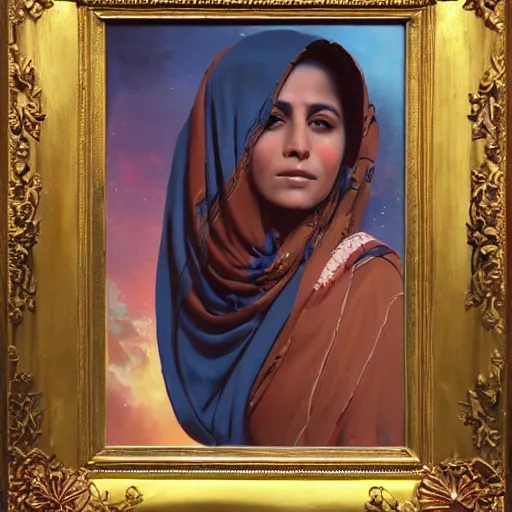 Prompt: portrait of an yemeni woman ( 3 5 ) from yemen in 2 0 2 1, an oil painting by ross tran and thomas kincade