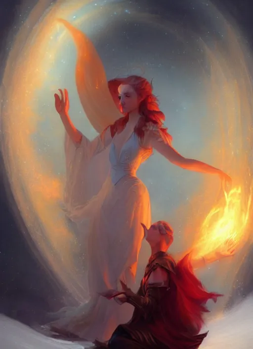 Image similar to a mage casting a frost spell by charlie bowater and john howe and delphin enjolras