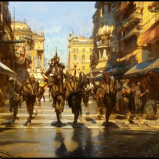 Image similar to detailed cinematic wide shot of milano, ultra realistic, spring light, painting by gaston bussiere, craig mullins, j. c. leyendecker