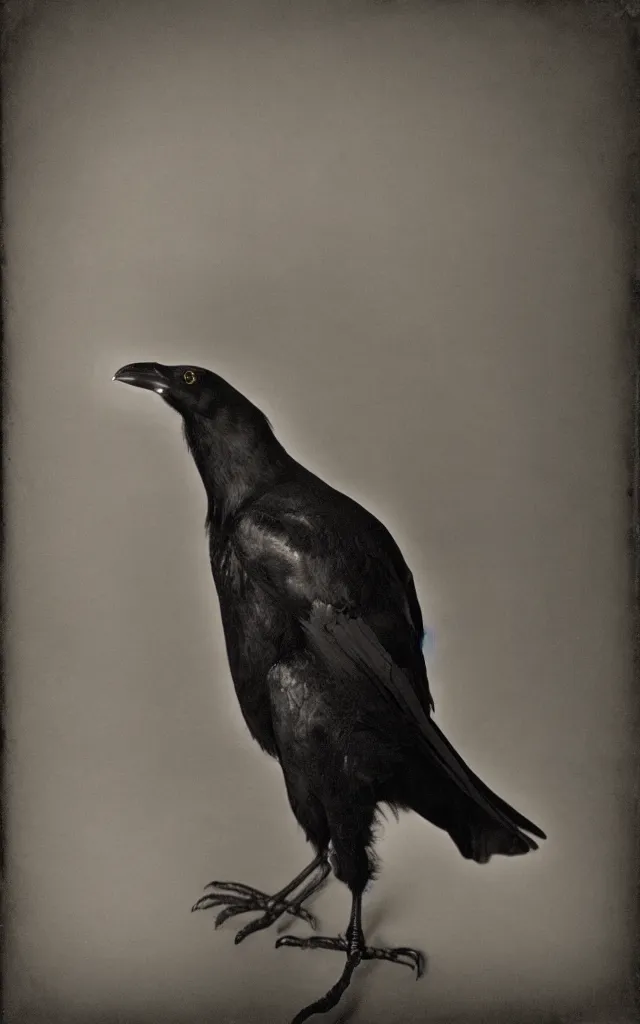 Image similar to portrait of a crow human hybrid mutant, daguerreotype, studio lighting, hyperrealistic, ultra detailed