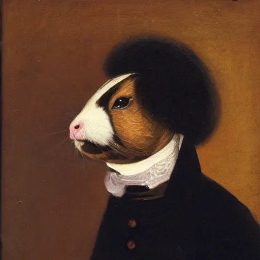 Prompt: a guinea pig dressed as chopin, 1 9 th century oil painting