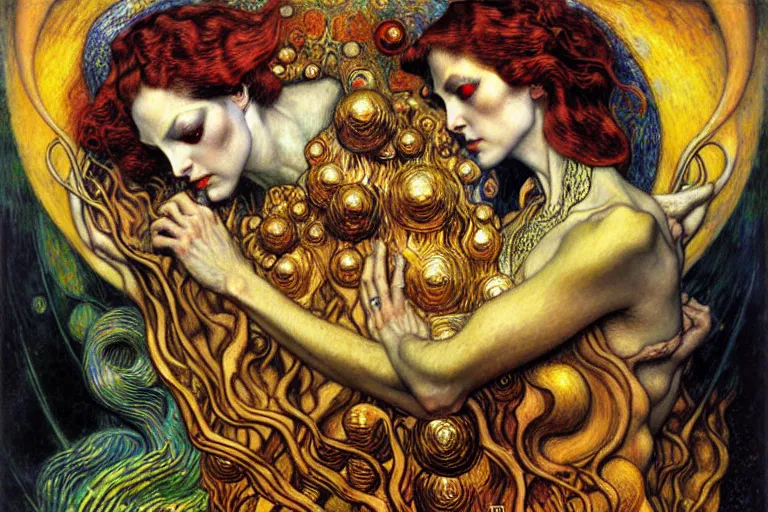 Image similar to Divine Chaos Engine by Karol Bak, Jean Delville, William Blake, Gustav Klimt, and Vincent Van Gogh, symbolist, visionary