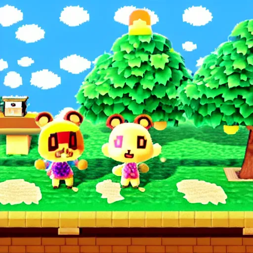 Image similar to Screenshot of Animal Crossing for NES, 1989, 8-bit, pixel art