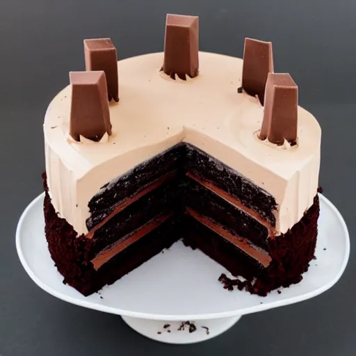 Image similar to multi level chocolate cake in the shape or a computer, very tasty