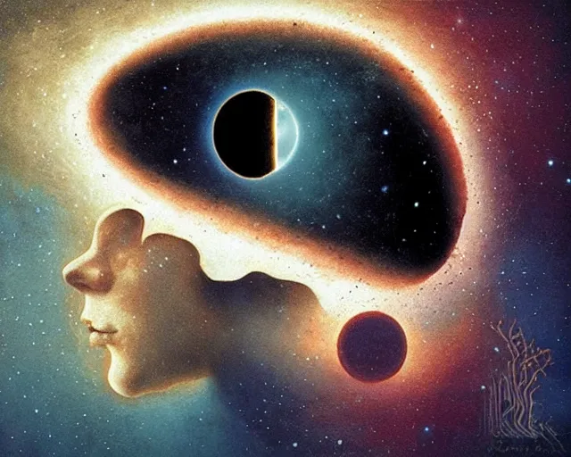 Image similar to universe a cosmology quest a mental state, a closeup simple vector pop surrealism, by ( leonardo da vinci ) and greg rutkowski and rafal olbinski