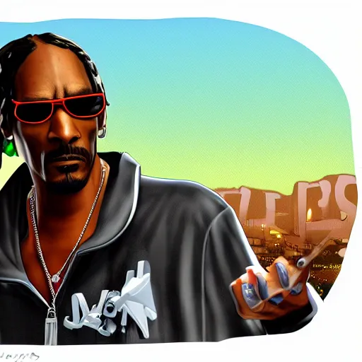 Image similar to Snoop dogg as a character in grand theft auto San andreas, old game, digital art, 8k