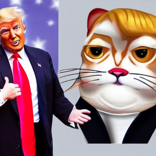 Image similar to donald trump as a anthropomorphic cute cat