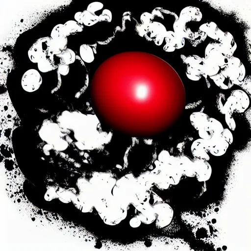 Prompt: a black brain inside of a white brain pattern with a red lips, ink blot line art style, ray tracing, volumetric