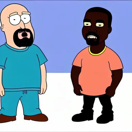 Prompt: Walter White and kanye west in the style of Family Guy, cartoon