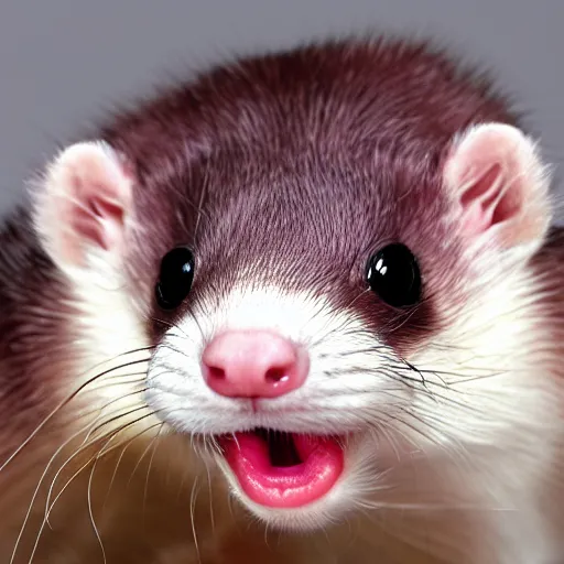 Image similar to ferret suprised with open mouth, realistic
