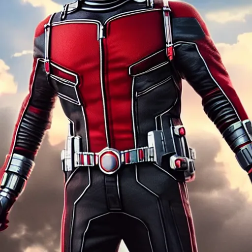 Image similar to ant-man with red hoodie, 4k realistic photo