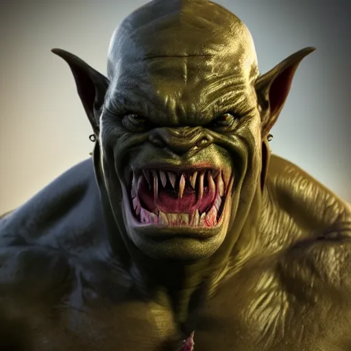 Prompt: An vicious orc portrait, highly detailed, photorealism, zbrush sculpt, substance painter, texturing XYZ, Subsurface scattering, cinematic lighting, Unreal engine 5, octane render, cinema4d, vray, redshift, keyshot, Arnold render