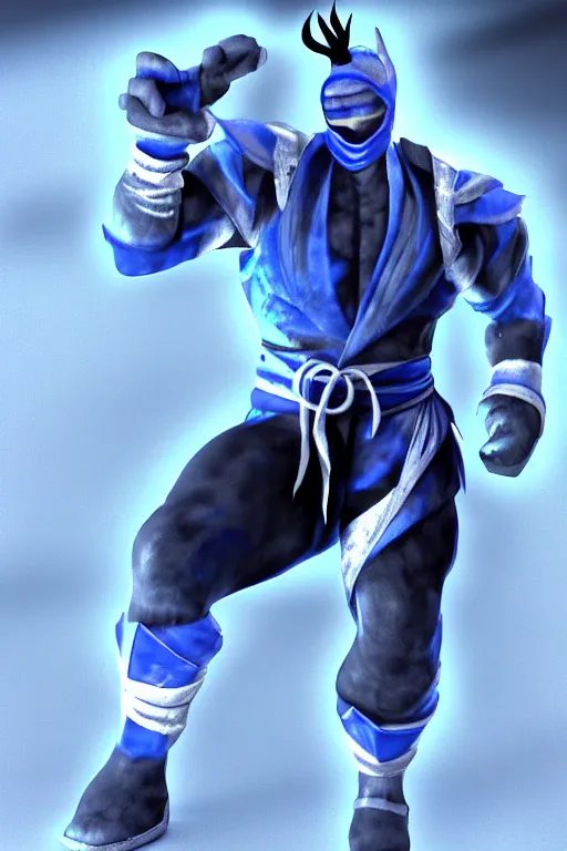 Prompt: sub - zero from mortal kombat 3 d render