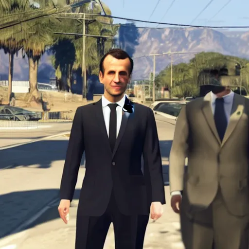 Image similar to emmanuel macron in gta v