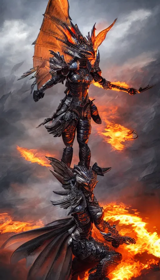 Image similar to photo of a Valkyrie in full armor riding a menacing looking fire breathing dragon, highly detailed, 8K, remove watermarks.